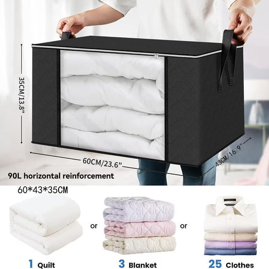 Foldable Storage Bins Extra Large Storage Bins 90L Storage Container Storage - Black - Size 01