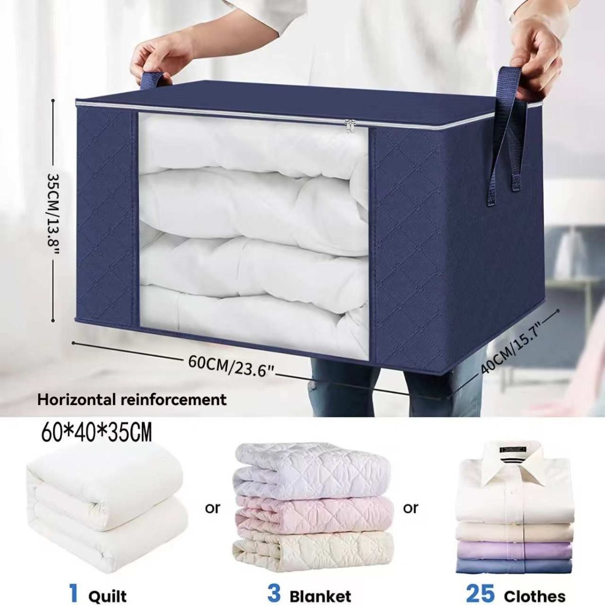 Foldable Storage Bins Extra Large Storage Bins 90L Storage Container Storage - Cyan - Size 01