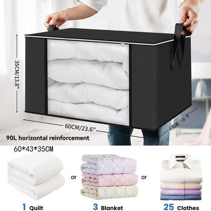 Foldable Storage Bins Extra Large Storage Bins 90L Storage Container Storage - Cyan - Size 01