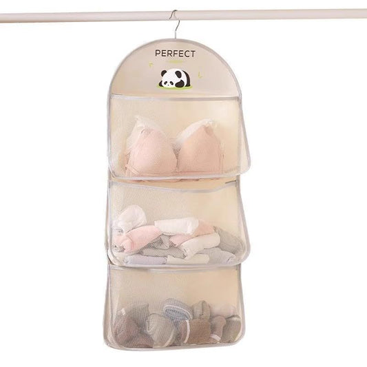 4 Pack Bra Storage Hanging Bag Multi Purpose Multi Layer Mesh Storage Hanging Bag Pocket Wardrobe Underwear Storage Device, Wall Mounted Closet Rack Saves Space