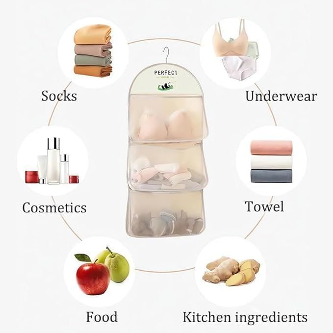 4 Pack Bra Storage Hanging Bag Multi Purpose Multi Layer Mesh Storage Hanging Bag Pocket Wardrobe Underwear Storage Device, Wall Mounted Closet Rack Saves Space