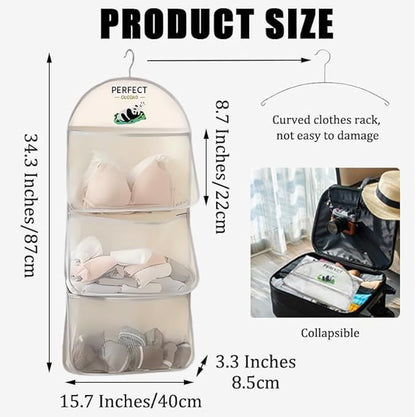 4 Pack Bra Storage Hanging Bag Multi Purpose Multi Layer Mesh Storage Hanging Bag Pocket Wardrobe Underwear Storage Device, Wall Mounted Closet Rack Saves Space