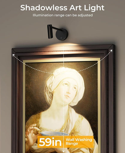 Picture Light for Wall, Battery Operated Art Light for Paintings CCT Dimmable Recharging Gallery Battery Wall Light with Remote Control for Living Room Gallery Dartboard Art Bathroom 2PCS