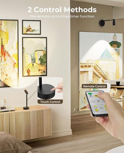 Zoomable Picture Light for Wall, Battery Operated Art Light for Paintings CCT Dimmable Spotlight for Wall Art Wall Light with Remote Control for Living Room Gallery Dartboard Bathroom