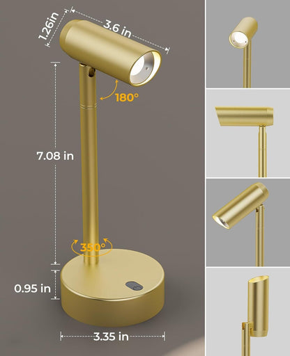 Picture Light for Wall, Battery Operated Art Light for Paintings CCT Dimmable Recharging Gallery Battery Wall Light with Remote Control for Living Room Gallery Dartboard Art Bathroom Gold