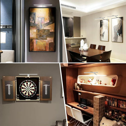 Picture Lights for Wall Plug in or Hardwired,3000K Warm White Dart Board Lights with Remote,13.5inches Silver LED Art Light Dimmbare mit Timer for Gallery Paintings Picture Dartboard