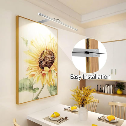 Picture Lights for Wall Plug in or Hardwired,3000K Warm White Dart Board Lights with Remote,13.5inches Silver LED Art Light Dimmbare mit Timer for Gallery Paintings Picture Dartboard