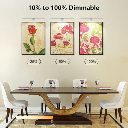 Picture Lights for Wall Plug in or Hardwired,3000K Warm White Dart Board Lights with Remote,13.5inches Silver LED Art Light Dimmbare mit Timer for Gallery Paintings Picture Dartboard