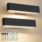 Battery Operated Wall Sconce Set of 2 Wireless Wall Lamp with Remote Control & Touch Control Rechargeable LED Wall Lights 3 Color Temperatures 360° Rotatable for Bedroom Living Room Black