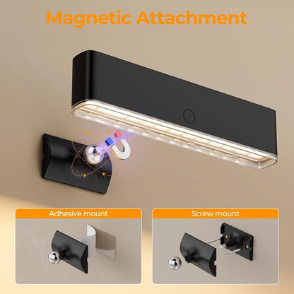 Battery Operated Wall Sconce Set of 2 Wireless Wall Lamp with Remote Control & Touch Control Rechargeable LED Wall Lights 3 Color Temperatures 360° Rotatable for Bedroom Living Room Black