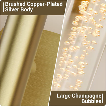 Gold Battery Operated Wall Sconce Set of 2, Rechargeable Wireless Wall Lights with Remote and Touch, 360° Rotatable Sconces Wall Decor for Bedroom Living Room (23.62 Inch, 2-Pack)