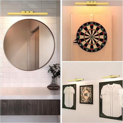 Picture Light Battery Operated, 16in Wireless Art Light for Paintings CCT Dimmable Recharging Battery Picture Light with Remote Control for Gallery Dartboard Art Bedroom Bathroom Gold
