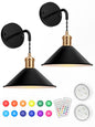 Battery Operated Wall Sconce, Wireless Wall Lights Set of 2, 13 RGB Colors Dimmable Battery Powered Wall Lamp with Remote Memory Function Auto Timer for Bedroom Living Room Hallway