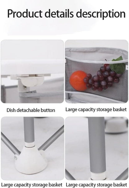 Foldable Highchair for Children with Sunshade and Removable Food Tray, Portable, Gray
