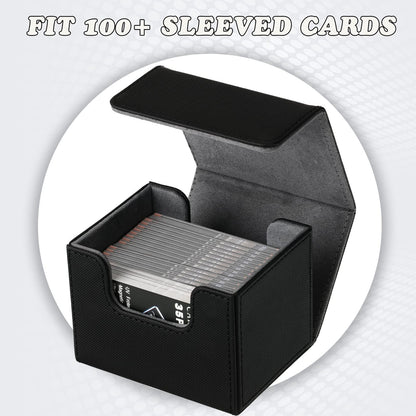 2 Boxes Leather Deck Card Boxes Large Sleeved Cards Deck Game Box for Collectible Cards Deck Playing Card (Black, White)