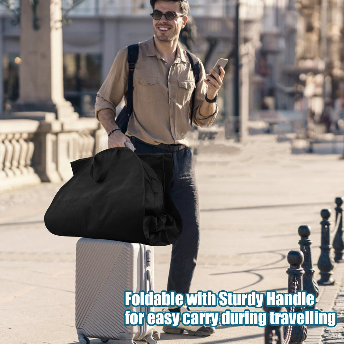 Garment Bags for Travel, 1Pack Heavy Duty 45" Hanging Garment Bags for Men, Double Sides Zipper & 3 Large Mesh Pockets
