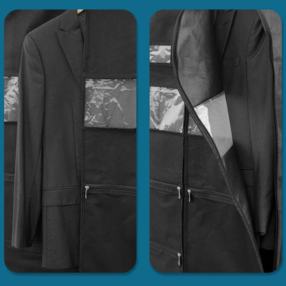 Garment Bags for Travel, 1Pack Heavy Duty 45" Hanging Garment Bags for Men, Double Sides Zipper & 3 Large Mesh Pockets