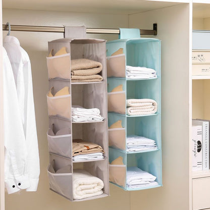 Hanging Closet Organizer and Storage 4-Shelf Shelves Wardrobe Clothes Organization Closets Shelf Multi-layer （3pcs）