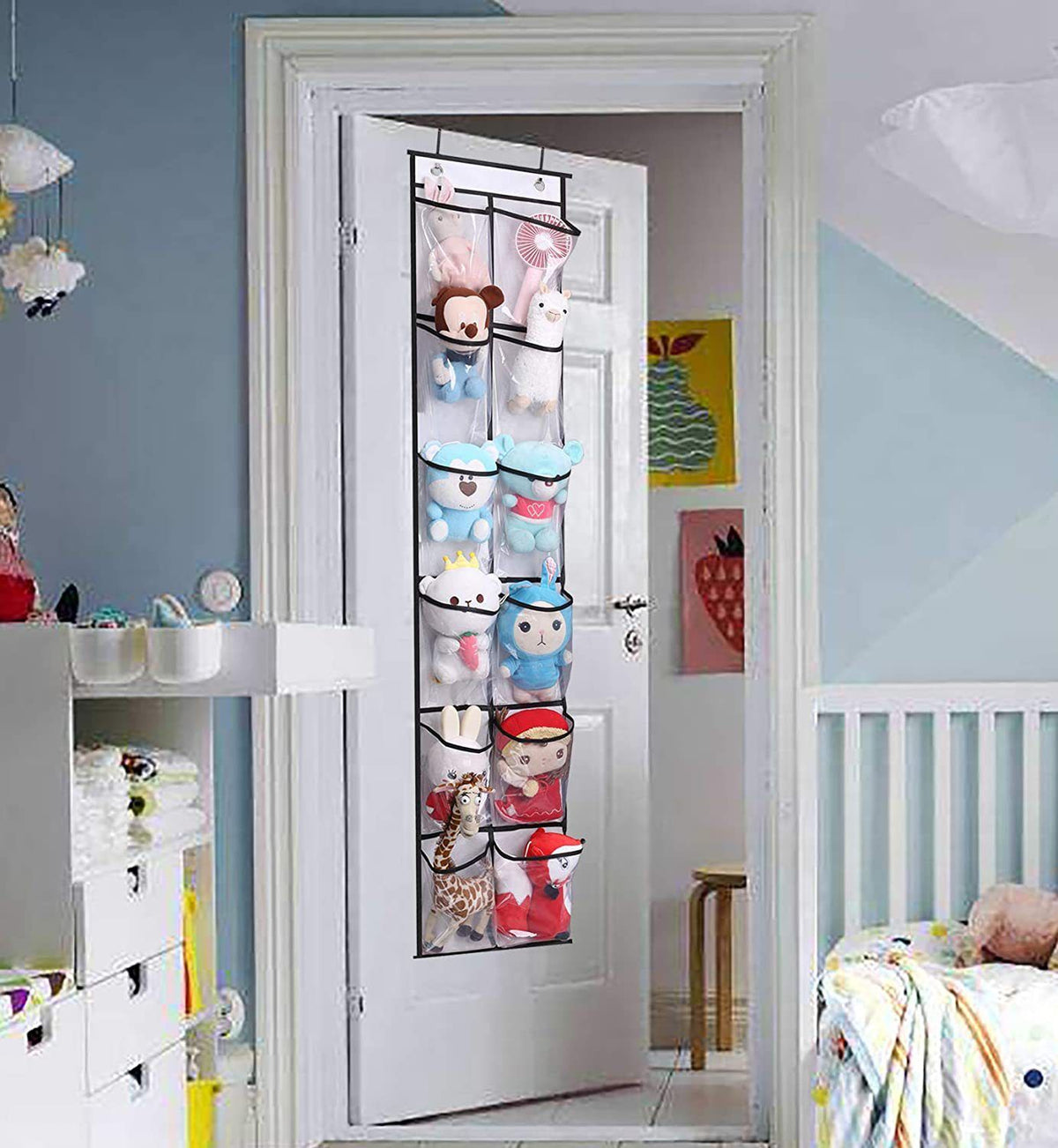 12 Large Mesh Pockets Hanging Narrow Closet Door, White, 2 Pack
 Hang in the bedroom for boots, high heels, sneakers;