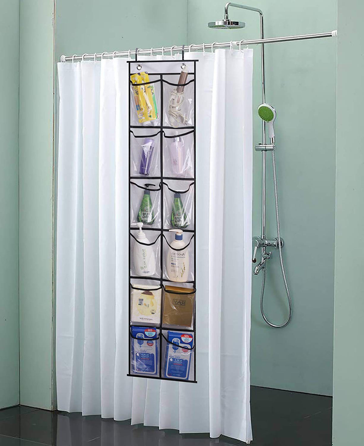 12 Large Mesh Pockets Hanging Narrow Closet Door, White, 2 Pack
 Hang in the bedroom for boots, high heels, sneakers;