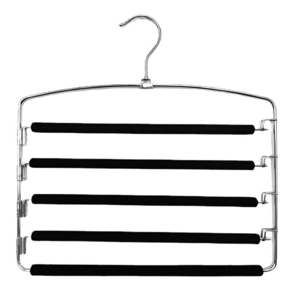 Pants Hangers Slacks Hangers 1 Pack, Swing Arm Slack Hanger, Space Saving Non-Slip Foam Padded Closet Storage Organizer for Pants Jeans Trousers Skirts Scarf Black