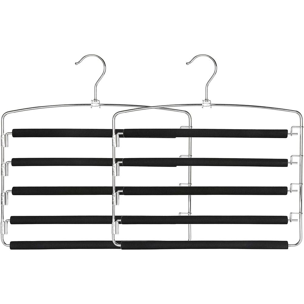 Pants Hangers Slacks Hangers 1 Pack, Swing Arm Slack Hanger, Space Saving Non-Slip Foam Padded Closet Storage Organizer for Pants Jeans Trousers Skirts Scarf Black