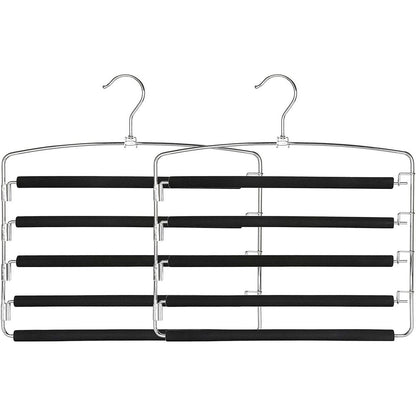 Pants Hangers Slacks Hangers 1 Pack, Swing Arm Slack Hanger, Space Saving Non-Slip Foam Padded Closet Storage Organizer for Pants Jeans Trousers Skirts Scarf Black