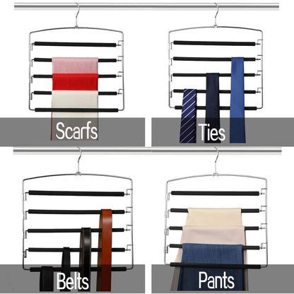 Pants Hangers Slacks Hangers 1 Pack, Swing Arm Slack Hanger, Space Saving Non-Slip Foam Padded Closet Storage Organizer for Pants Jeans Trousers Skirts Scarf Black