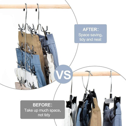 Skirt Pants Hangers Space Saving 4 Tier Metal Skirt Hanger with Adjustable Clips Pants Trouser Hangers Closet Organizer for Jeans, Slacks, Shorts - 1 Pack