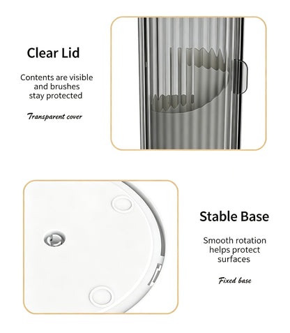 Rotatable Birdcage Vanity & Desktop Organiser, Dustproof Compartment Storage for Cosmetics, Stationery, Toothpaste, Knives, Forks & Spoons, Transparent Grey, 2 Pack, Christmas & Halloween Multi-scene Gift