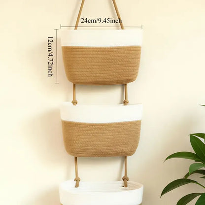 3-Tier Boho Cotton Rope Hanging Basket | No Installation, Large Capacity, Effortless Storage That Brightens Your Home
