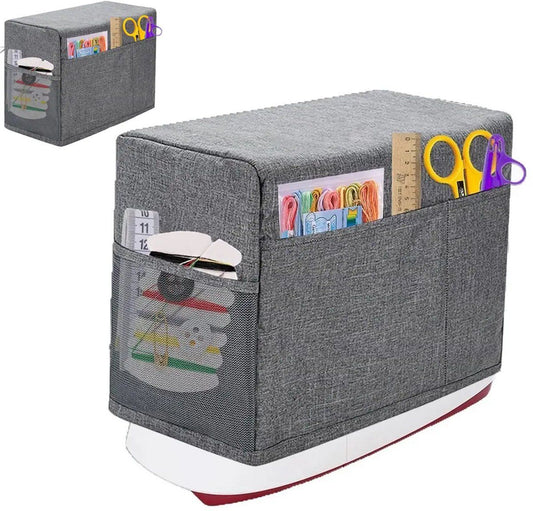 2 Pack Sewing Machine Covers, Padded Oxford Fabric Dust Covers With Storage Pockets And Handles, Gray, 44 x 30 x 21.5 cm