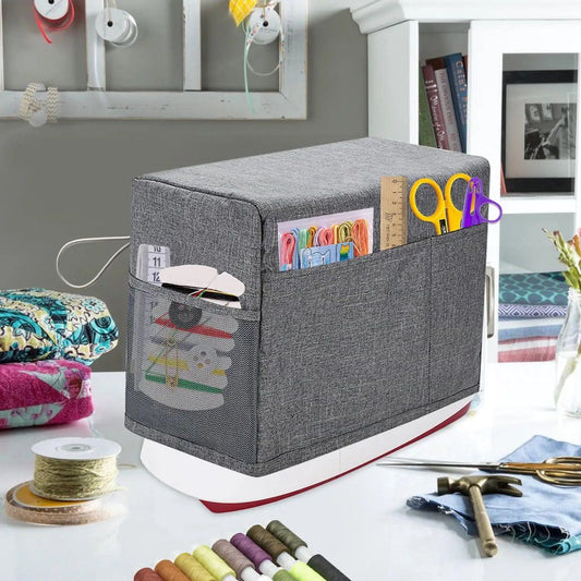 2 Pack Sewing Machine Covers, Padded Oxford Fabric Dust Covers With Storage Pockets And Handles, Gray, 44 x 30 x 21.5 cm