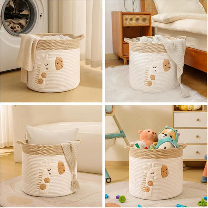 Diaper Caddy Organizer Basket, Woven Rope Storage Bin For Nursery Changing Table, Toy And Baby Essentials Storage, Khaki, 30 x 30 cm