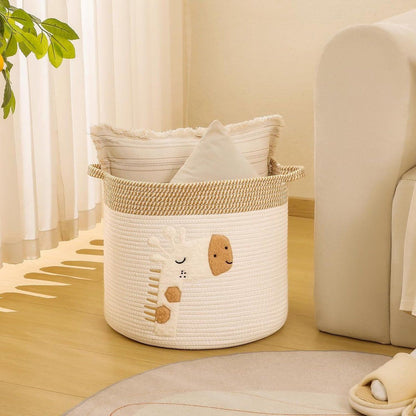 Diaper Caddy Organizer Basket, Woven Rope Storage Bin For Nursery Changing Table, Toy And Baby Essentials Storage, Khaki, 30 x 30 cm
