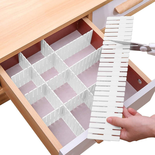 16 Piece Cuttable Drawer Dividers White, 35.8 x 6.8 cm
