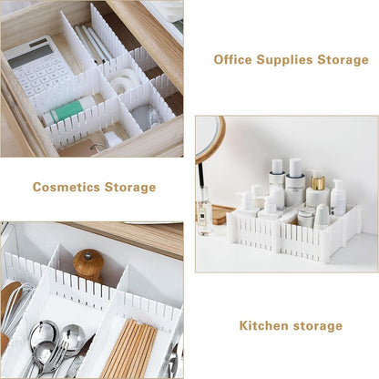 16 Piece Cuttable Drawer Dividers White, 35.8 x 6.8 cm