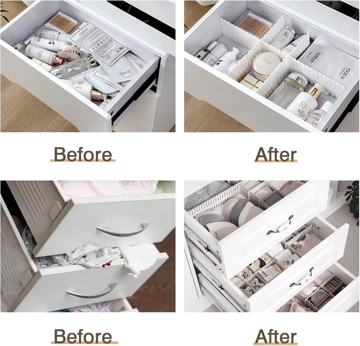 16 Piece Cuttable Drawer Dividers White, 35.8 x 6.8 cm