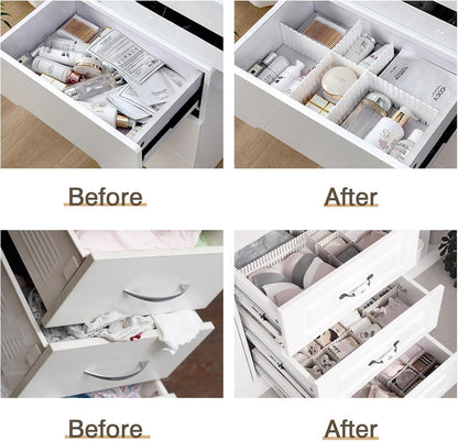 16 Piece Cuttable Drawer Dividers White, 35.8 x 6.8 cm