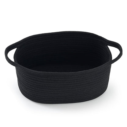 1 Piece Cotton Rope Basket with Handles Black, 30 x 20 x 12 cm