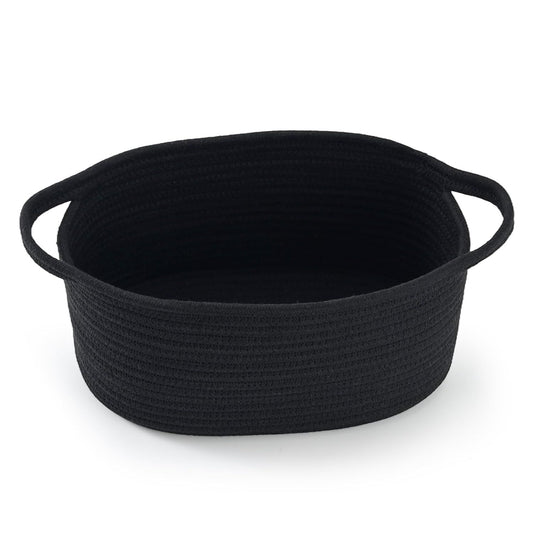 1 Piece Cotton Rope Basket with Handles Black, 30 x 20 x 12 cm