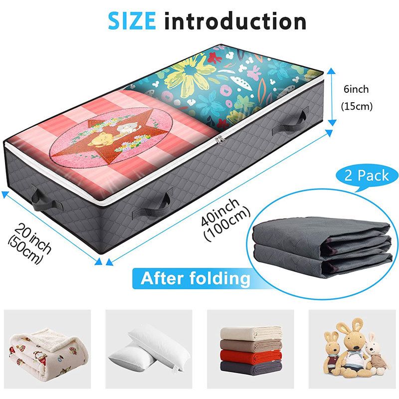 Bed Bottom Storage Bag Non-woven Fabric Sealed Dark Gray four portable Bed Bottom Storage Bag-Pack of Five