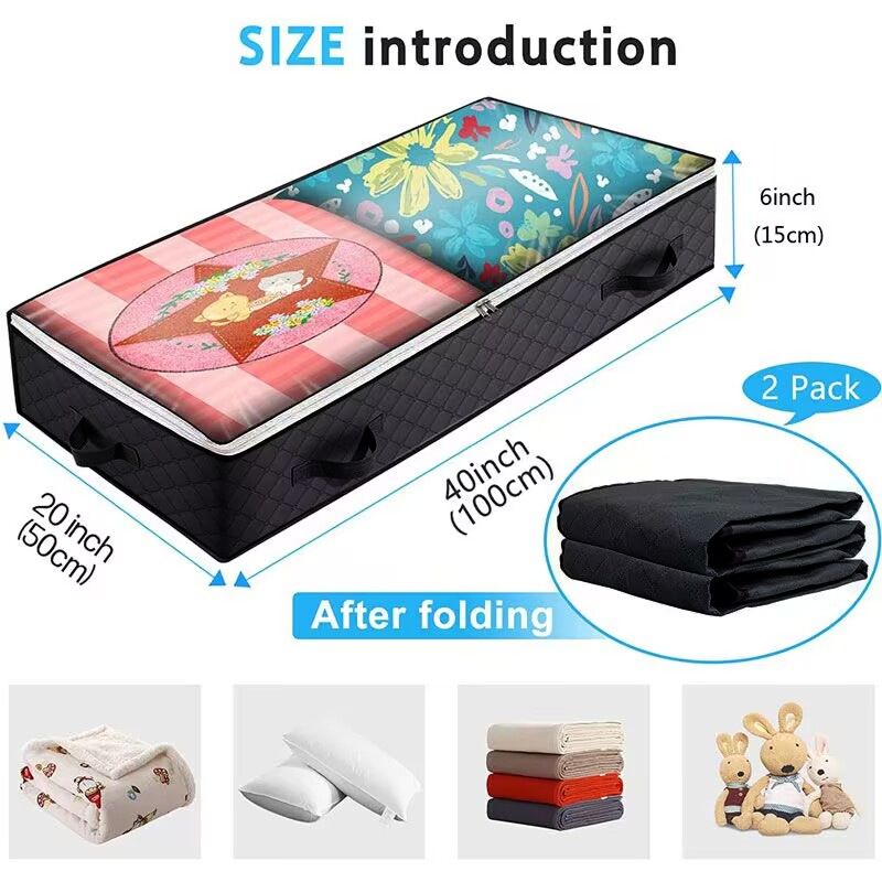 Bed Bottom Storage Bag Non-woven Fabric Sealed Black four portable Bed bottom storage bag-single pack