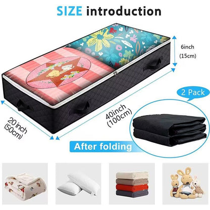 Bed Bottom Storage Bag Non-woven Fabric Sealed Black four portable Bed bottom storage bag-single pack