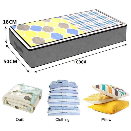 Bed Bottom Storage Bag Non-woven Fabric Sealed Dark gray transparent cover two portable Bed Bottom Storage Bag-Pack of Five