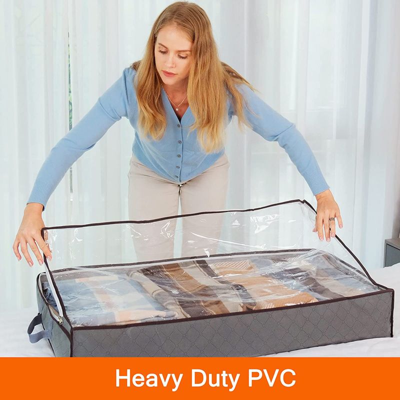 Bed Bottom Storage Bag Non-woven Fabric Sealed Dark gray transparent cover two portable Bed Bottom Storage Bag-Pack of Five