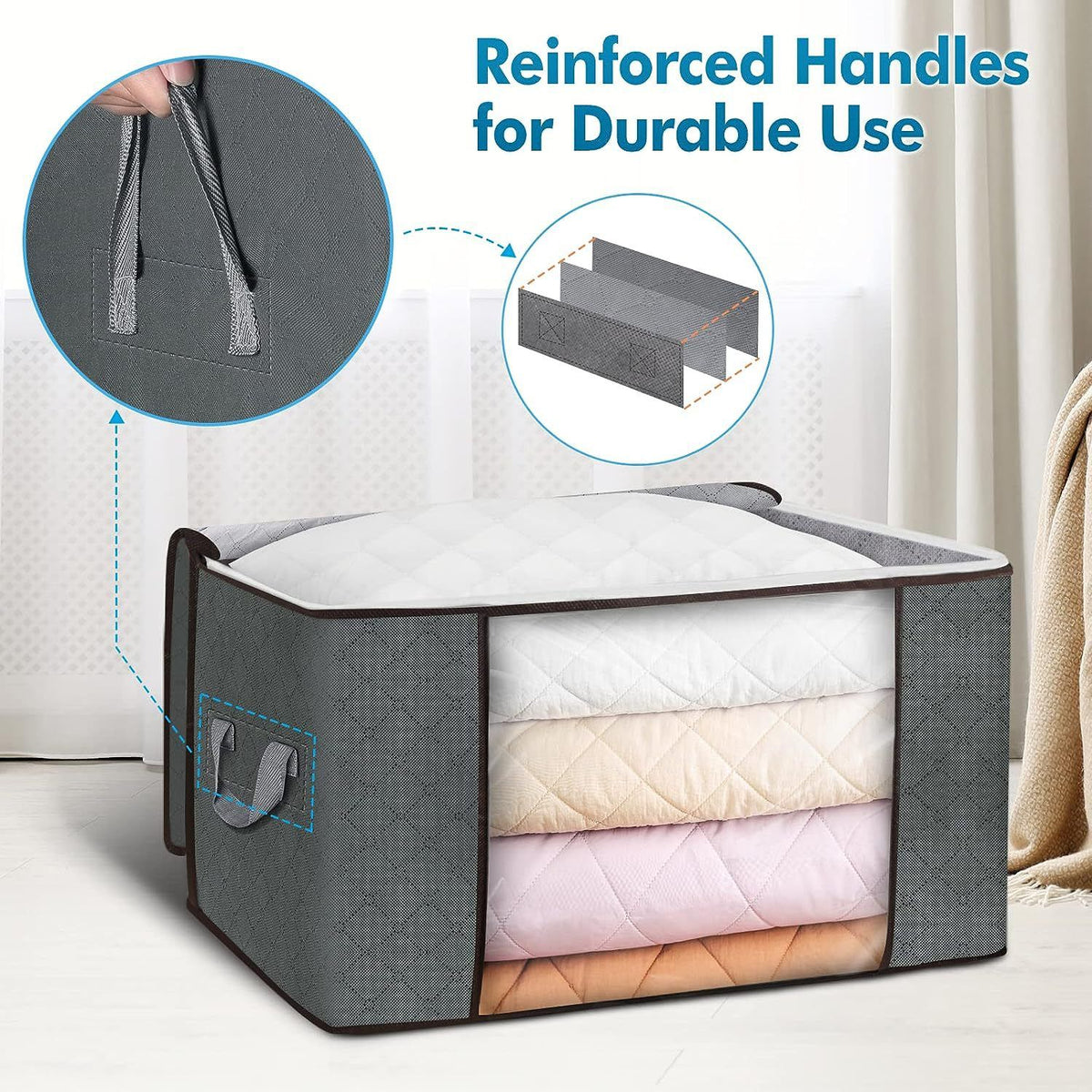 Fortunately Non-woven Quilt Storage Bag Cube 70L Gray 48*48*30cm(70L)