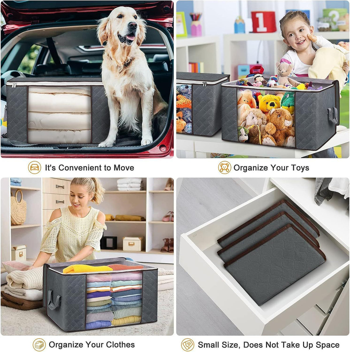 Fortunately Non-woven Quilt Storage Bag Cube 70L Gray 48*48*30cm(70L)