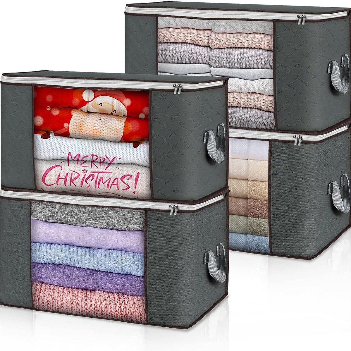 Fortunately Non-woven Quilt Storage Bag Cube 70L Gray 60*40*35cm(90L)