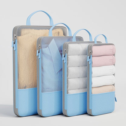 Travel Storage Bag Mu Family Expandable Compression Sky blue Three-piece set (small + medium + extra large)